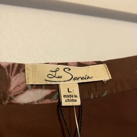 Stitch Fix Le Serein NWT Maroon Pink Pleated Floral Long Sleeve Blouse - Picture 6 of 7